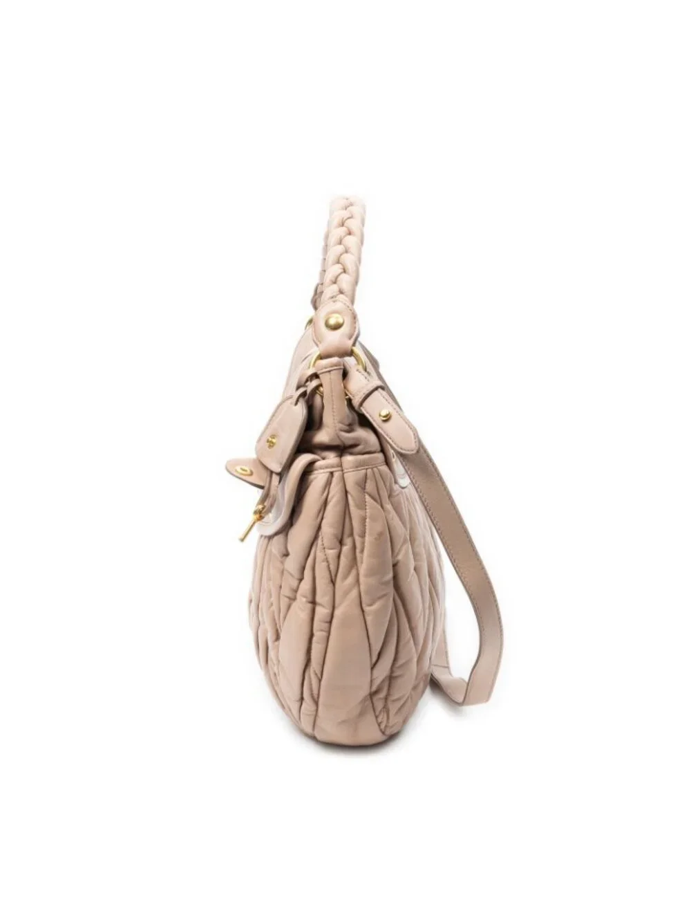 Miu Miu Miu Hobo Light Pink Nappa Matelasse Leather